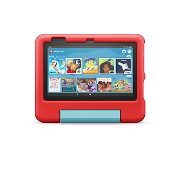 Amazon Fire 7 Kids, 12th Generation, 7" Tablet with Kid-Proof Case, WiFi, 16GB, Fire OS, Red (B099HF2WGM)