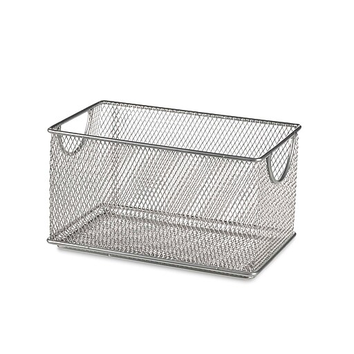 Design Ideas Mesh Stacking Bin, 4.8 H x 8 D, 4.5 W in., Silver (34259