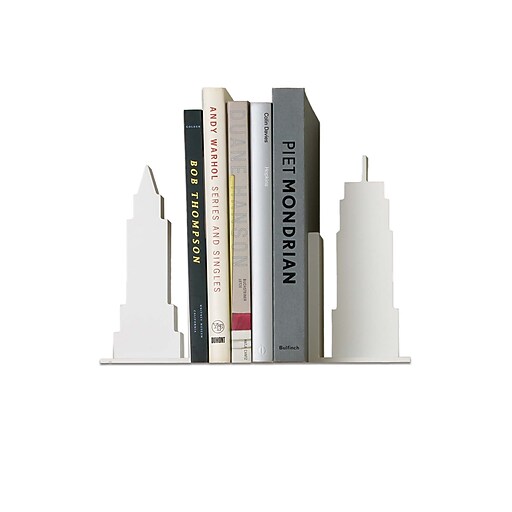 Design Ideas Skyline Bookends, Set of 2, White (3300311) at Staples