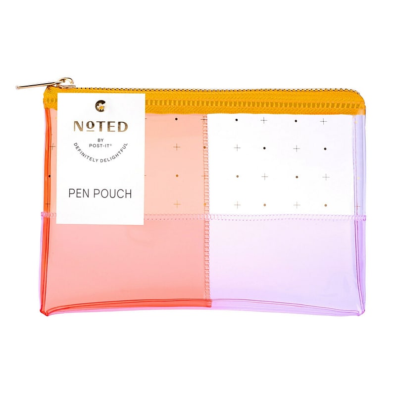 Noted by Post-it® Plastic Zipper Pen Pouch, Orange/Pink (NTD5-PP-PCH) image 1