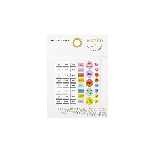 Noted by Postit® Assorted Message Planner Stickers, Assorted Colors