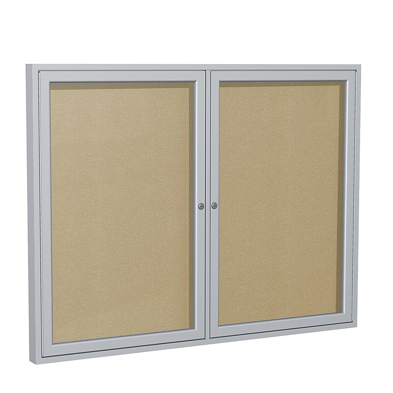 Ghent 3' H x 5' W Enclosed Vinyl Bulletin Board with Satin Frame, 2 Door (PA23660VX-181) image 1