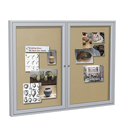 Ghent 3' H x 5' W Enclosed Vinyl Bulletin Board with Satin Frame, 2