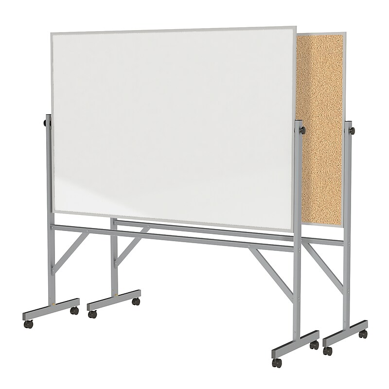 Ghent 4' H x 6' W Reversible Cork Bulletin Board/Whiteboard with Aluminum Frame (ARMK46) image 1
