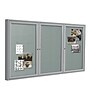 Ghent 4' H x 8' W Enclosed Vinyl Bulletin Board with Satin Frame, 3 Door, Silver (PA34896VX-193)~#|#~sp17740347_sc7