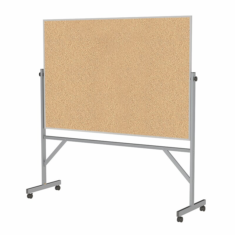 Ghent 4' H x 6' W Reversible Cork Bulletin Board with Aluminum Frame (ARKK46) image 1