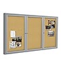 Ghent 4' H x 6' W Enclosed Natural Cork Bulletin Board with Satin Frame, 3 Door (PA34872K)~#|#~sp17740495_sc7