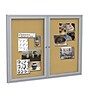 Ghent 4' H x 5' W Enclosed Natural Cork Bulletin Board with Satin Frame, 2 Door (PA24860K)~#|#~sp17740639_sc7