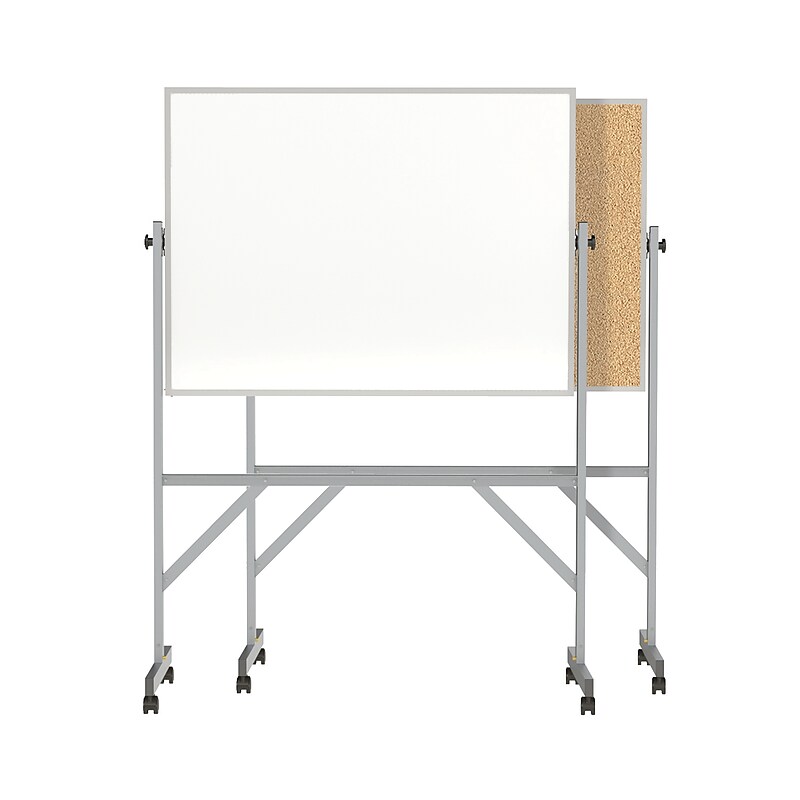 Ghent 3' H x 4' W Reversible Cork Bulletin Board/Whiteboard with Aluminum Frame (ARMK34) image 1