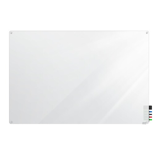 Ghent Harmony Frosted Glass Whiteboard with Radius Corners, 4'H x 8'W (HMYRN48FR) Staples