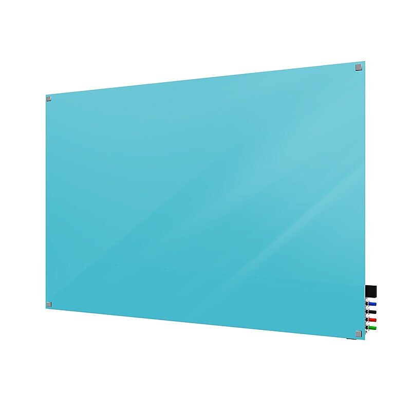 Ghent Harmony 4'H x 8'W Magnetic Glass Whiteboard with Square Corners, Blue (HMYSM48BE) image 1