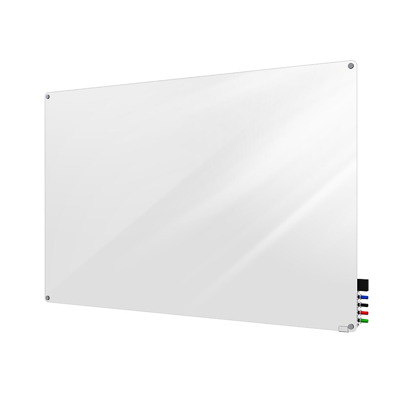 Ghent Harmony Glass Whiteboard with Radius Corners, 4'H x 5'W (HMYRN45WH) image 1