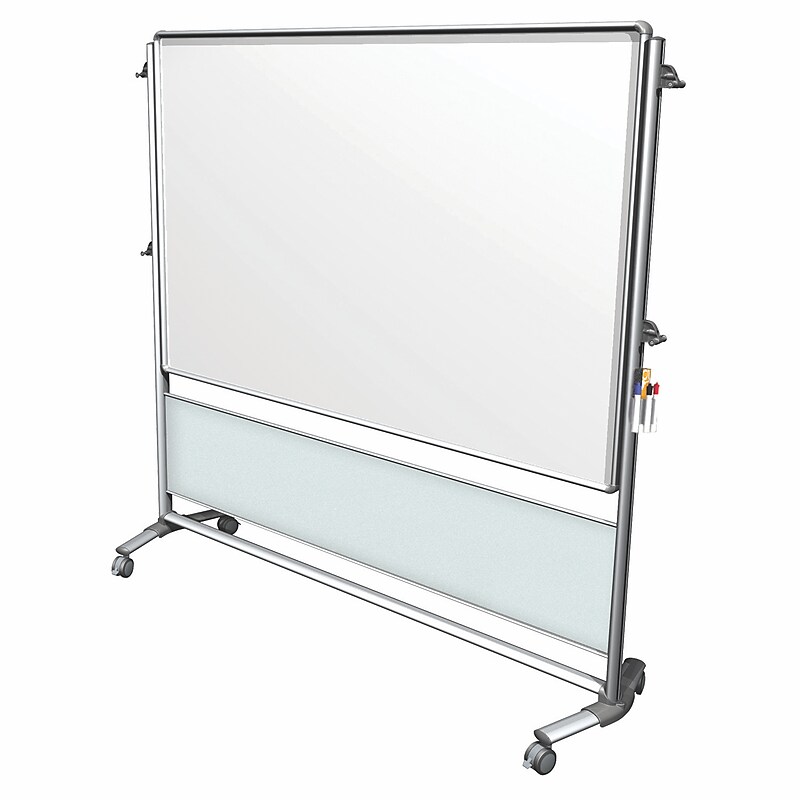 Ghent Nexus IdeaWall 76"H x 76"W Mobile 2-Sided Porcelain Magnetic Whiteboard (NEX206MW-FR) image 1