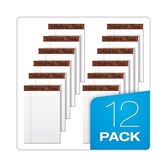 TOPS Legal Junior Notepads, 5" x 8", Narrow, White, 50 Sheets/Pad, 12 Pads/Pack (TOP 7500)