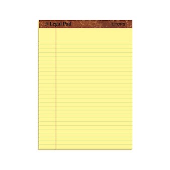 TOPS Legal Pad Notepads, 8.5" x 11.75", Wide Ruled, Canary, 50 Sheets/Pad, 12 Pads/Pack (7532)