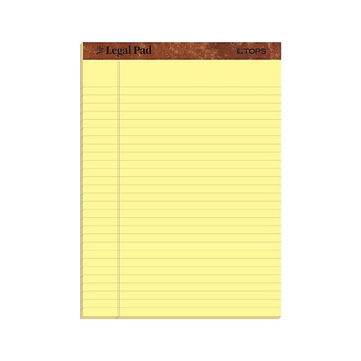 TOPS The Legal Pad Writing Pads, 8-1/2 x 11-3/4, Canary Paper, Legal  Rule, 50 Sheets, 3 Pack