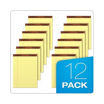 TOPS Legal Pad Notepads, 8.5" x 11.75", Wide Ruled, Canary, 50 Sheets/Pad, 12 Pads/Pack (7532)