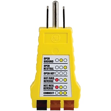 Gray/Yellow Details about   GE 50542 Receptacle Tester 3-Wire Light Improper Wiring Indicator 