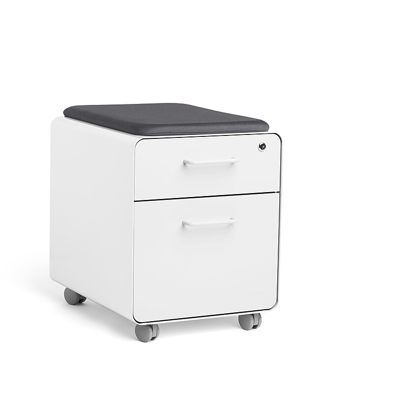 Poppin Stow 2-Drawer Mobile Vertical File Cabinet, Letter/Legal Size, Lockable, 21.5"H x 15.75"W x 20"D, White (104731) image 1
