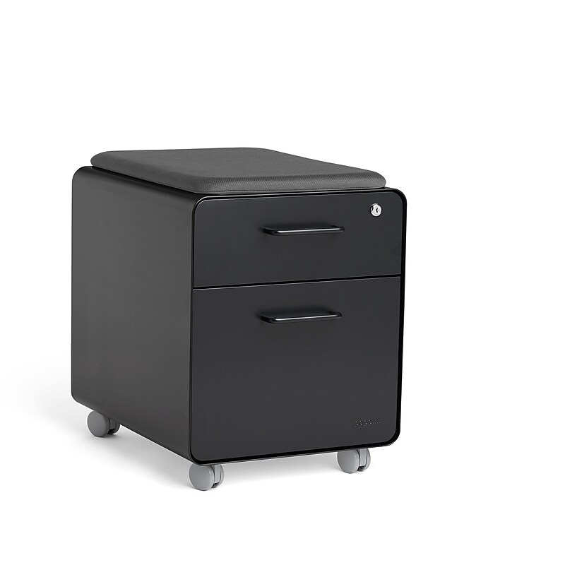 Poppin Black Mini Stow 2-Drawer Vertical File Cabinet, Rolling, Black (104730) image 1