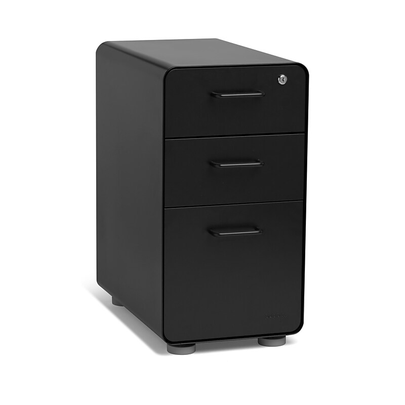 Poppin Black Slim Stow 3-Drawer Vertical File Cabinet, Black (104666) image 1