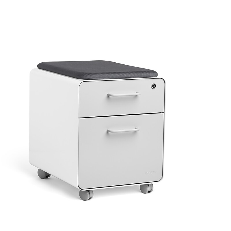 Poppin Stow 2-Drawer Mobile Vertical File Cabinet, Letter/Legal Size, Lockable, 21.5"H x 15.75"W x 20"D, Light Gray (104732) image 1