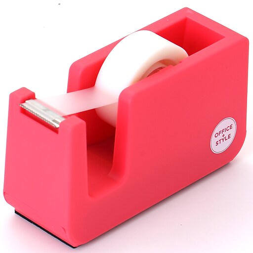 Office + Style Desktop Tape Dispenser, NonSkid Weighted Base, Pink (OS
