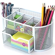 Office + Style Five Divided Compartments, Mesh Desktop Organizer (OS8-MESHWHT)