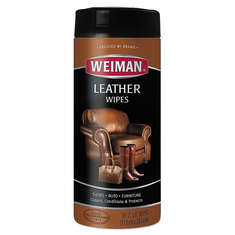 WEIMAN Leather Wipes, 30 Wipes/Canister, 4 Canisters/Carton (WMN91CT) image 1