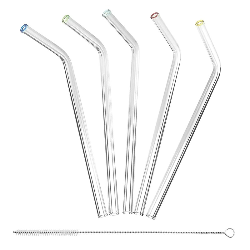 Better Houseware Standard Glass Straws with Cleaning Brush, 5 Pack, (308) image 1