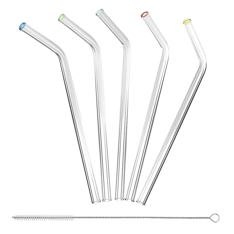 Better Houseware Extra-Wide Glass Straws with Cleaning Brush, 5 Pack, (309) image 1