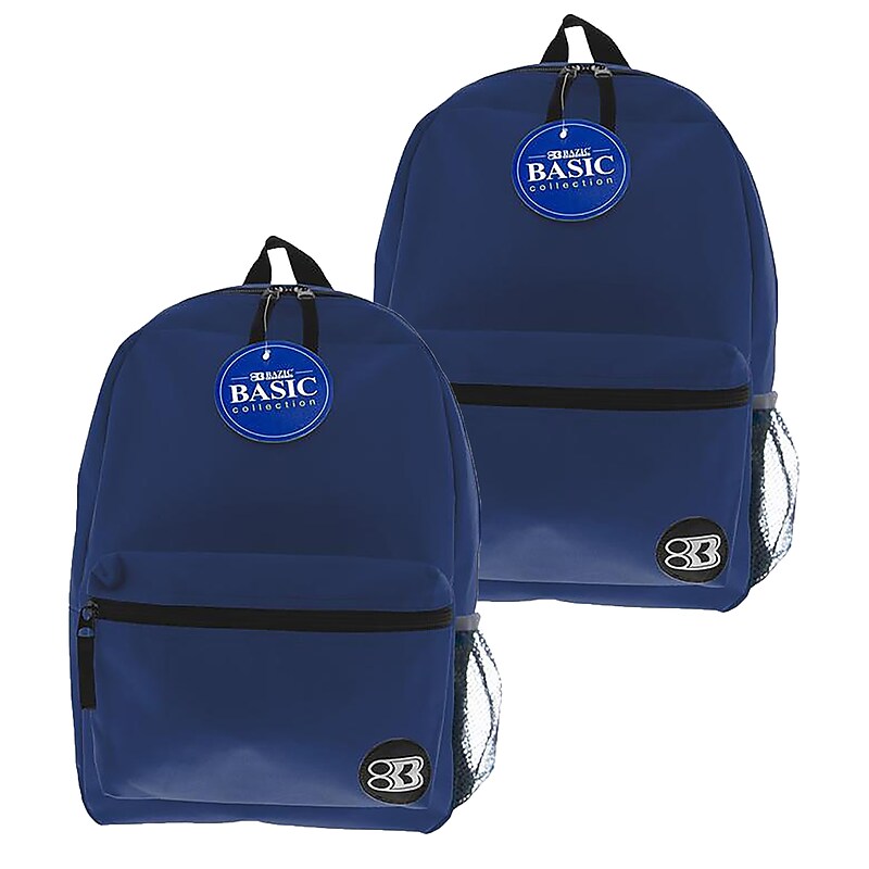 Bazic Basic Laptop Backpack, Medium, Navy Blue, 2/Pack (BAZ1040-2) image 1