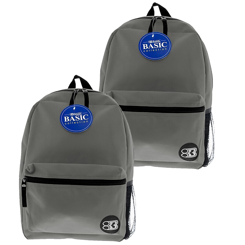 Bazic Basic Laptop Backpack, Medium, Gray, 2/Pack (BAZ1041-2) image 1