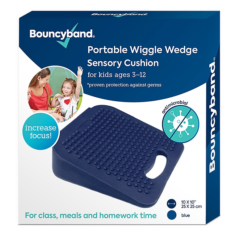 Bouncyband Wiggle Wedge Sensory Cushion, 10" Square, Blue (BBAWD10BU) image 1