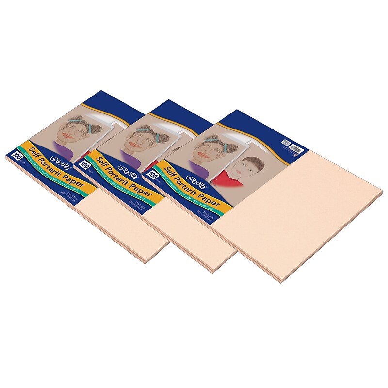 UCreate 12" x 18" Construction Paper, Light Almond, 100 Sheets/Pack, 3 Packs/Bundle (PAC9522-3) image 1