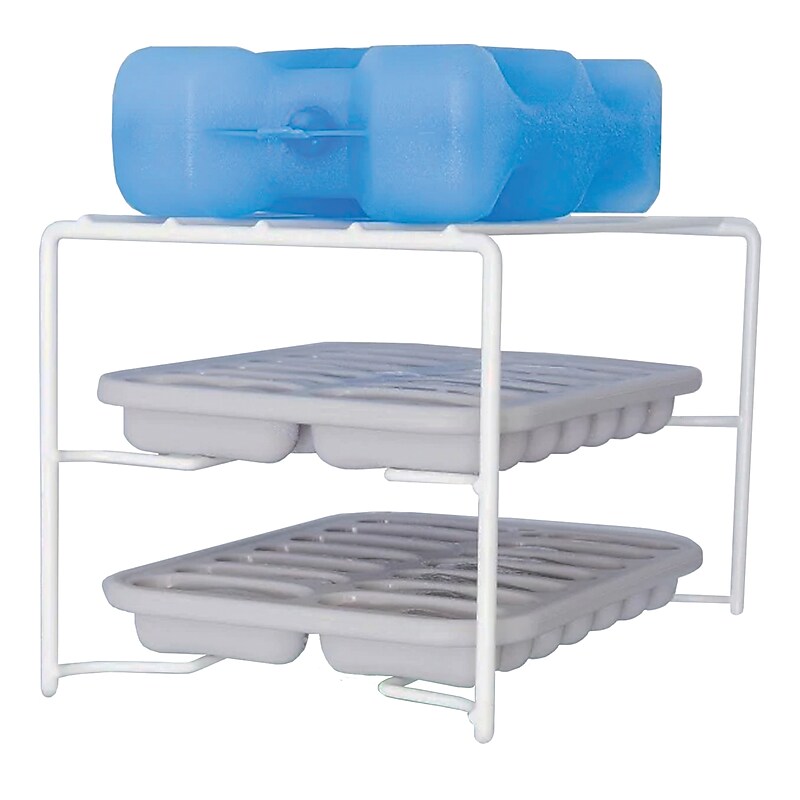 Better Houseware Coated-Steel 2-Shelf Ice Tray Caddy, White (1495) image 1