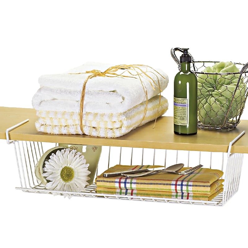 Better Houseware Coated-Steel Small Undershelf Basket, White (18740/W) image 1