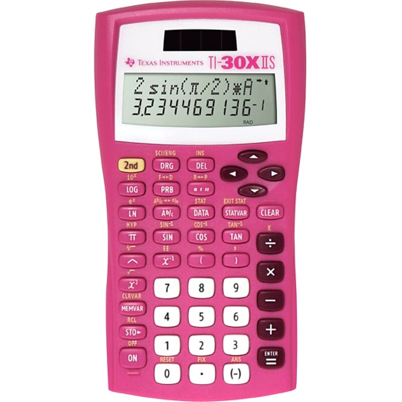 Texas Instruments TI-30XIIS Battery & Solar Powered Scientific Calculator, Pink, (30XIIS/TBL/1L1/BP) image 1