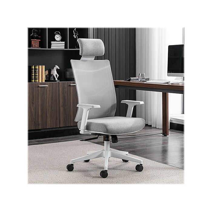 La Z Boy Joel Ergonomic Mesh Swivel Executive Chair Gray White 60065 Staples