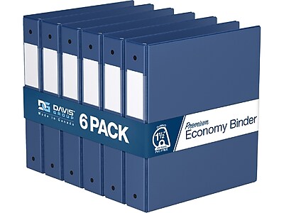 Davis Group Premium Economy 1 1/2" 3-Ring Non-View Binder, Royal Blue, 6/Pack (2302-92-06)