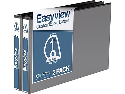 Davis Group Easyview Premium 1" 3-Ring View Binder, Black, 2/Pack (8601-01-02)