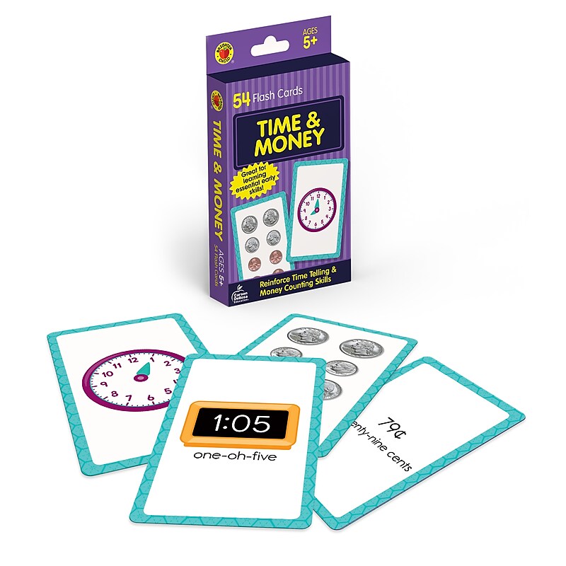 Carson Dellosa Time and Money Flash Cards, 54/Pack (0769664806) image 1