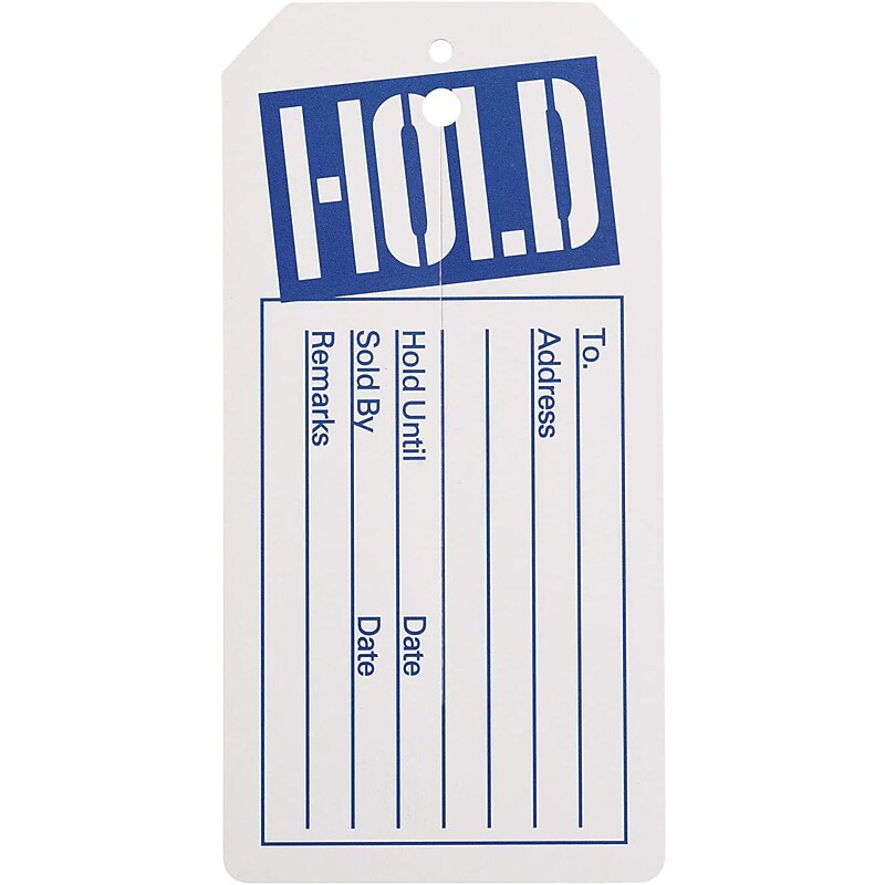 Nahanco 2 3/8" Hold Tag, Blue/White, 1000/Box (HOLD) image 1