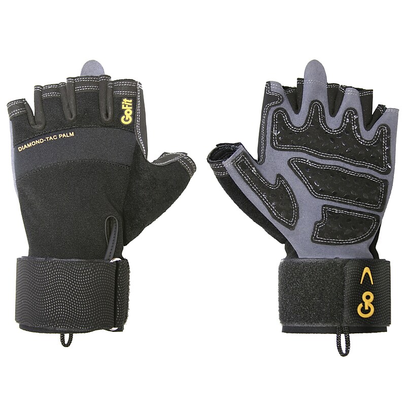 Gofit Diamond-Tac Medium Weightlifting Gloves, Black (GF-DTACW-MED) image 1