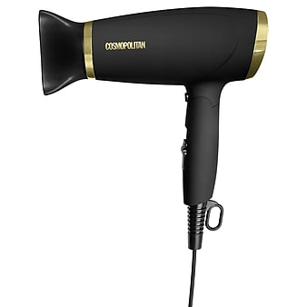 Cosmopolitan Foldable Hair Dryer with Smoothing Concentrator, Black & Gold, (VRD928982381)