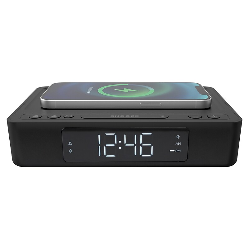 Lumoday USB Alarm Clock with Wireless Charging, Plastic (LMD80) image 1