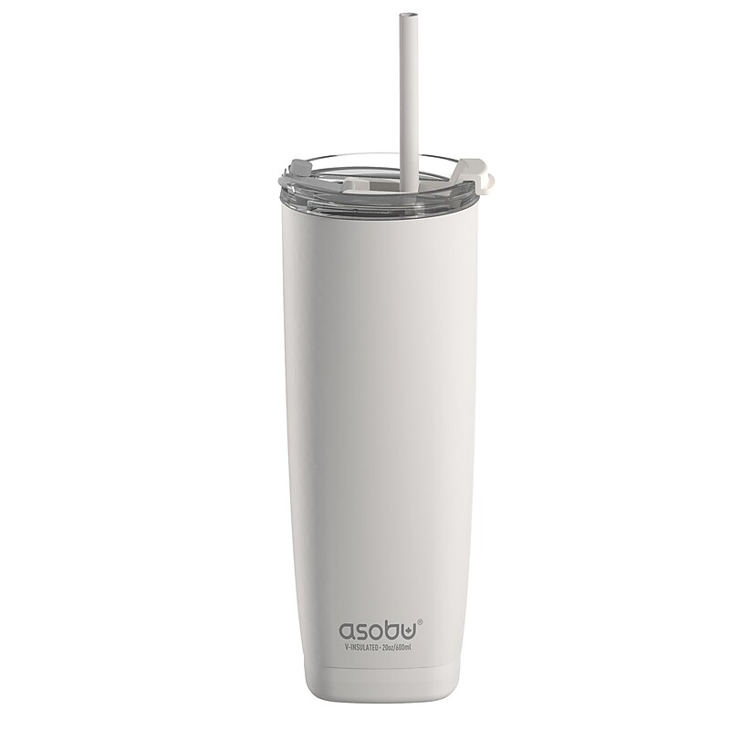 ASOBU 20-Ounce Aquilina Double-Wall-Insulated Stainless Steel Tumbler, White (NA-BF23W) image 1