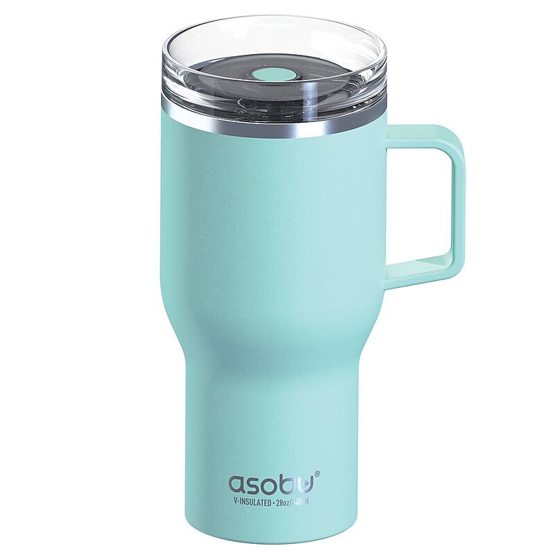 ASOBU Stainless Steel Double Wall Insulated Travel Mug, 28 oz., Teal (ADNANASM35TEAL) image 1