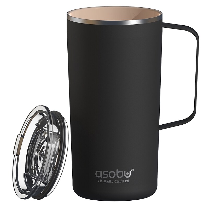 ASOBU Stainless Steel Double Wall Insulated Travel Mug, 20 oz., Black (ADNANASM90BK) image 1