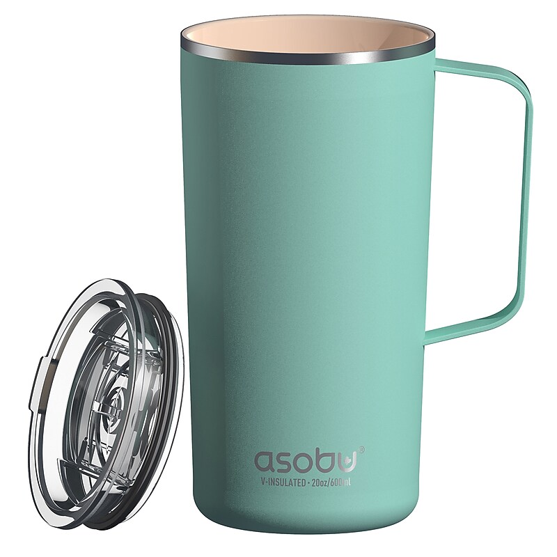 ASOBU Stainless Steel Double Wall Insulated Travel Mug, 20 oz., Mint (ADNANASM90MINT) image 1